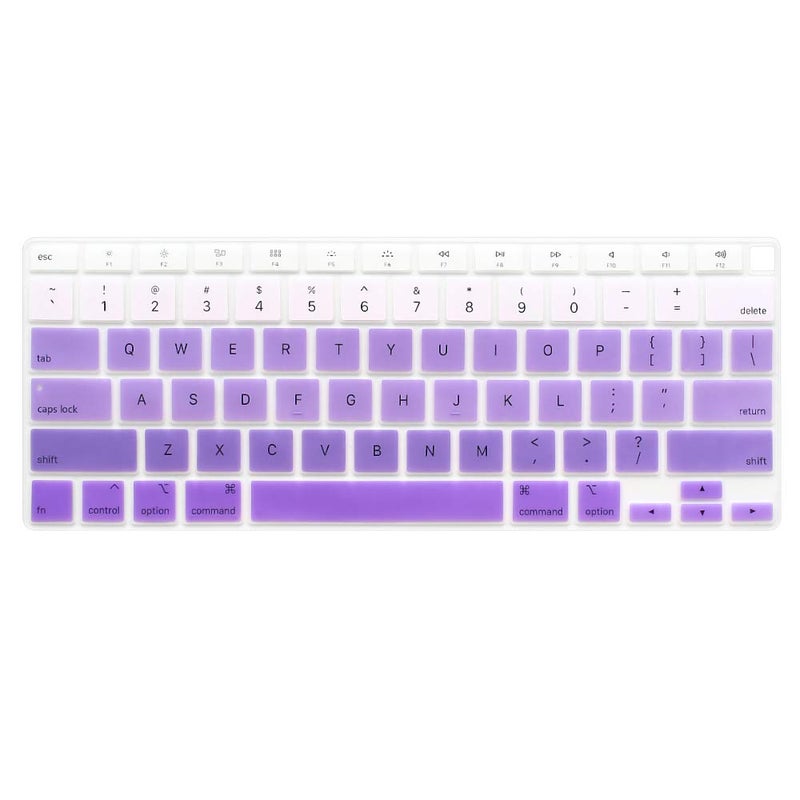 ProElife Ultra Thin Silicone Keyboard Cover Skin for MacBook Air 13 Inch 2021 2020 with Touch ID (MODLE A2179 and A2337 Apple M1 Chip, US Layout) Keyboard Accessories Protector (Ombre Purple) - Image 1